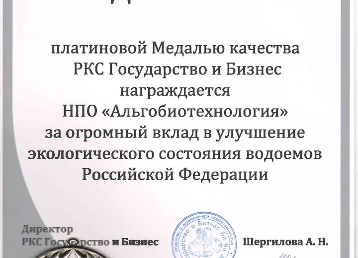 Платиновая медаль. Государство и бизнес.